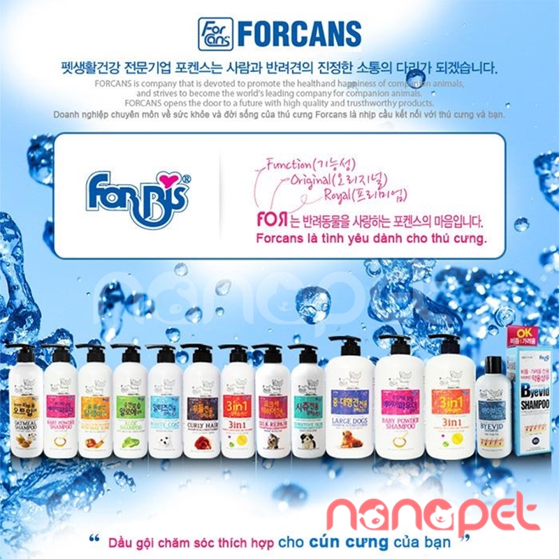 Forcans forbis dầu tắm siêu dưỡng lông 3in1